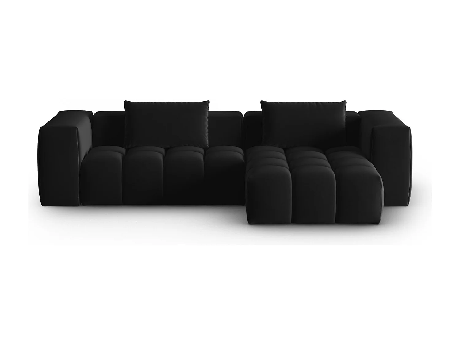 CXL by Christian Lacroix - Sofá modular de canto direito "Lorella" 3 lugares em veludo preto - 260x145x70cm