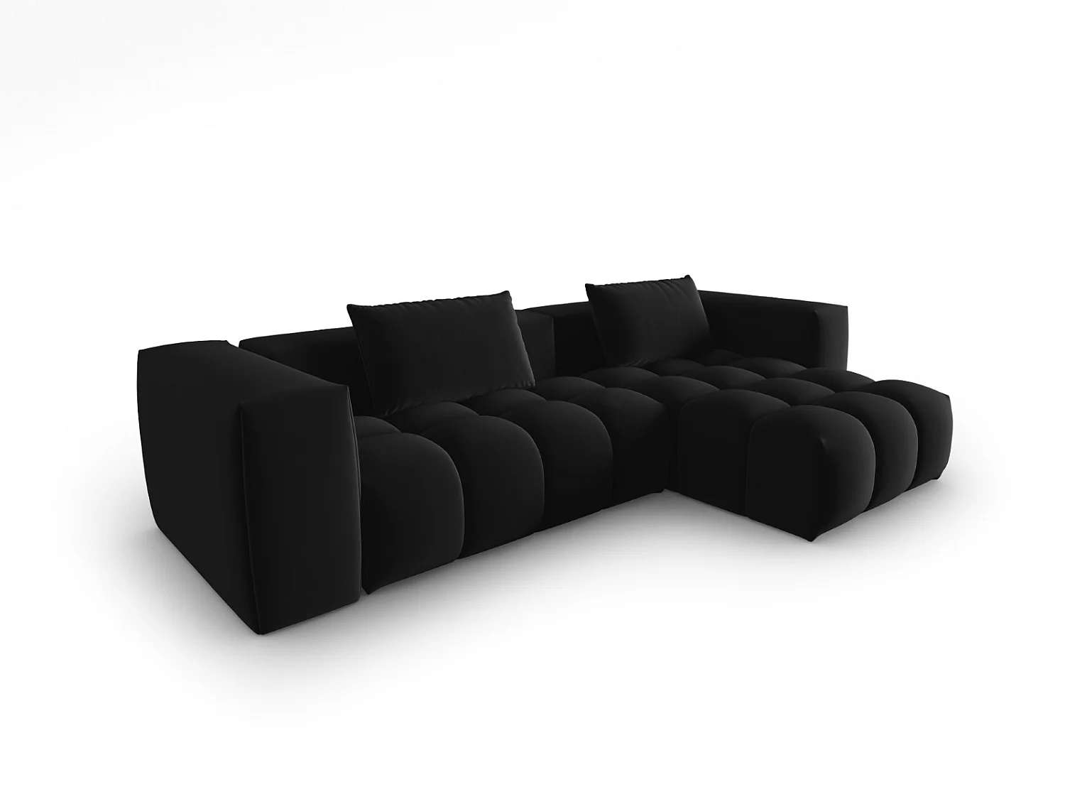 CXL by Christian Lacroix - Sofá modular de canto direito "Lorella" 3 lugares em veludo preto - 260x145x70cm