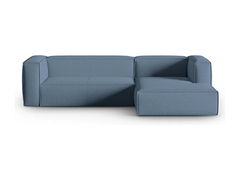 Cosmopolitan Design - 4-Sitzer Ecksofa rechts "Mackay" aus strukturiertem Samt jeansblau - 282x166x73cm