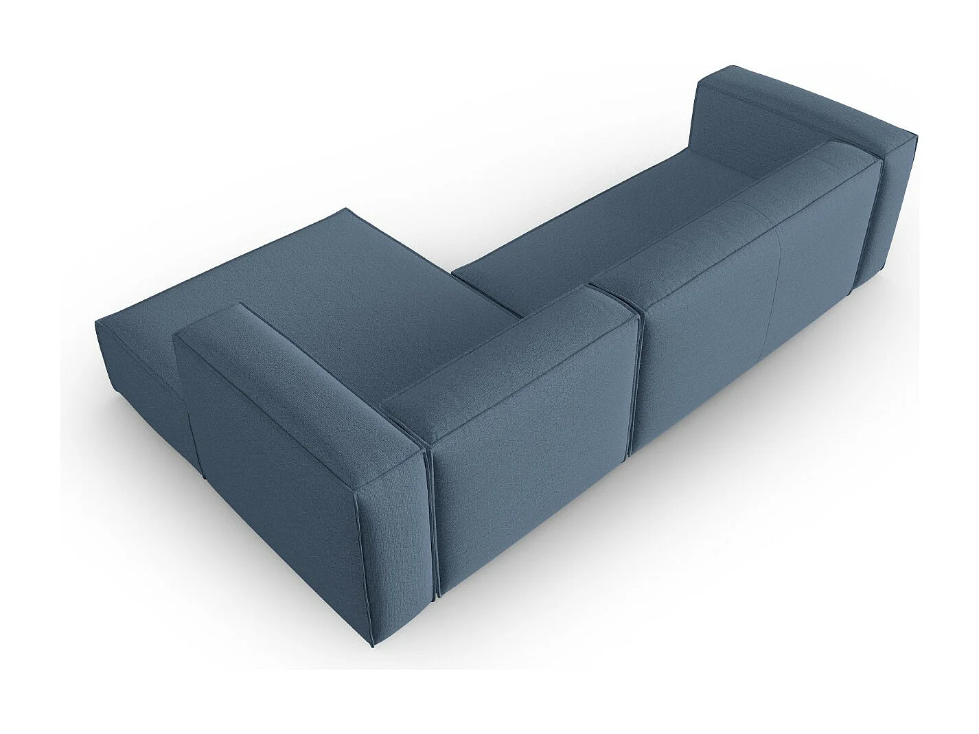 Cosmopolitan Design - Sofá de canto direito "Mackay" 4 lugares em veludo estruturado azul jeans - 282x166x73cm