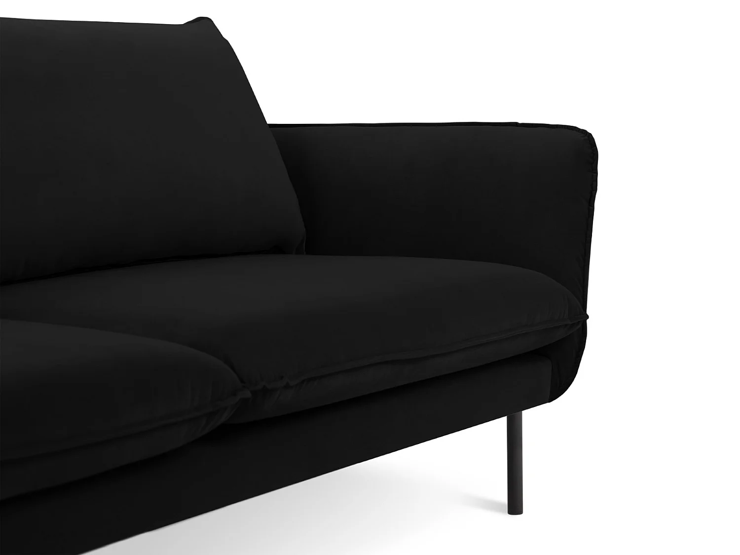 Cosmopolitan Design - Sofa, "Vienna" 2 miejsca welur, czarny - 160x92x95cm