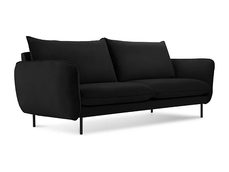 Cosmopolitan Design - Sofá "Vienna" 2 lugares em veludo preto - 160x92x95cm