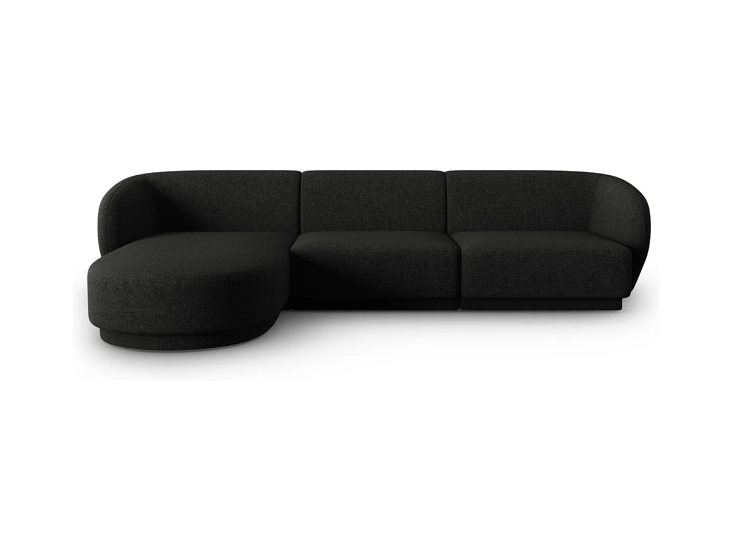 CXL by Christian Lacroix - Sofá modular de canto esquerdo "Lionel" 4 lugares em tecido chenille preto mesclado - 266x155x74cm