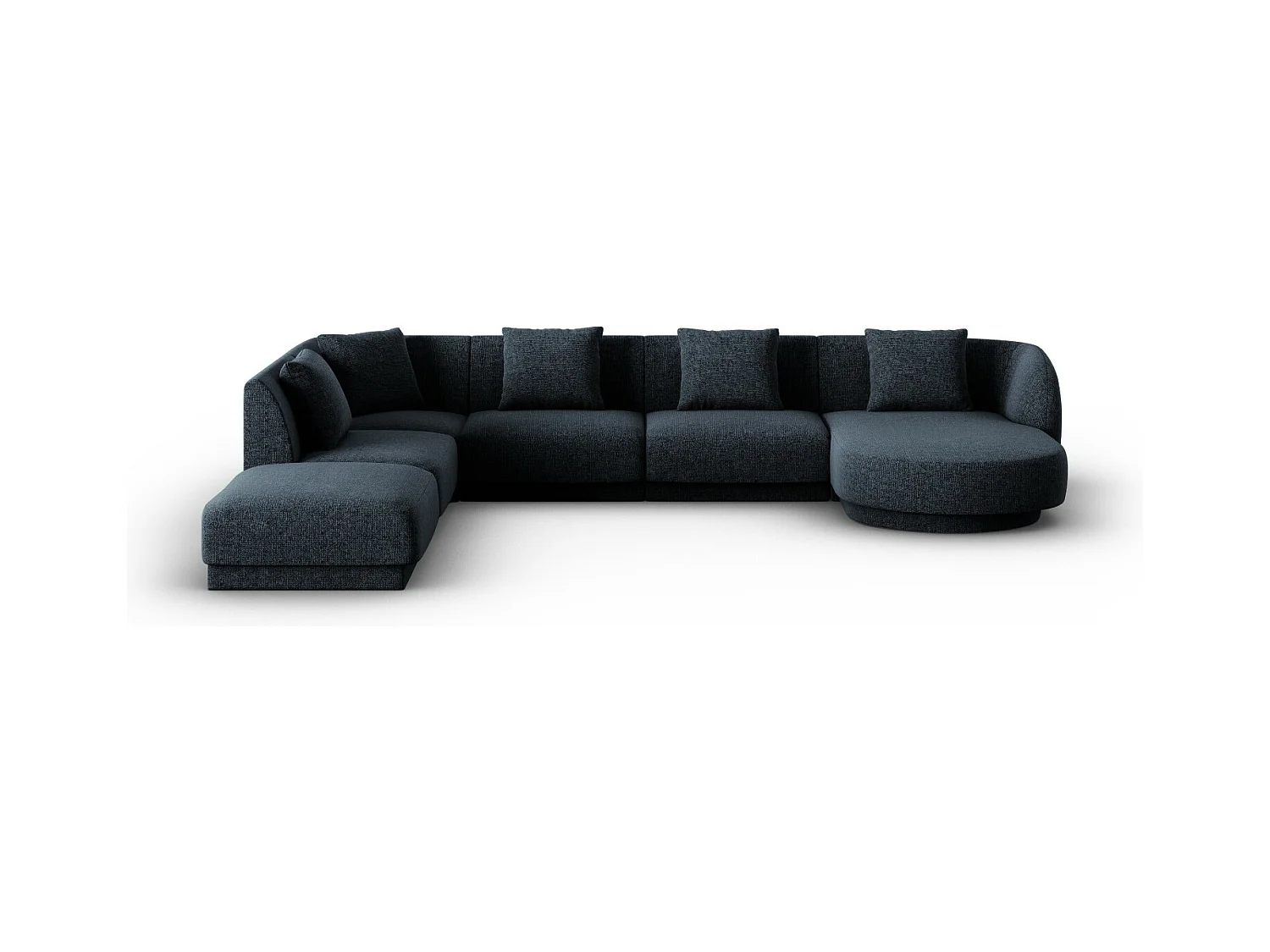 Cosmopolitan Design - Panoramische hoekbank links "Tulum" 6 zitplaatsen, Chenille, Koningsblauw - 330x255x70cm