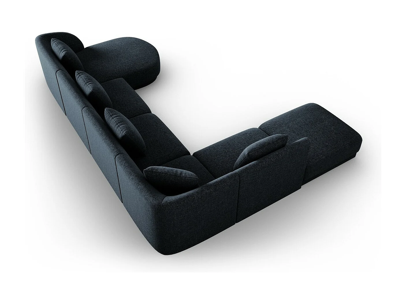 Cosmopolitan Design - Canapé d'angle gauche panoramique "Tulum" 6 places en chenille bleu roi - 330x255x70cm