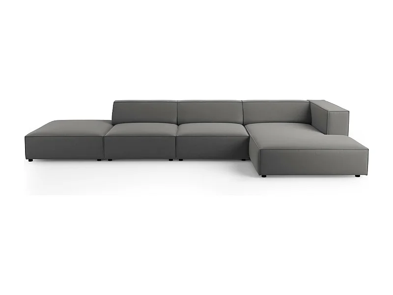 Cosmopolitan Design - 5-Sitzer Ecksofa rechts "Arendal" aus Samt betonfarben - 341x166x70cm