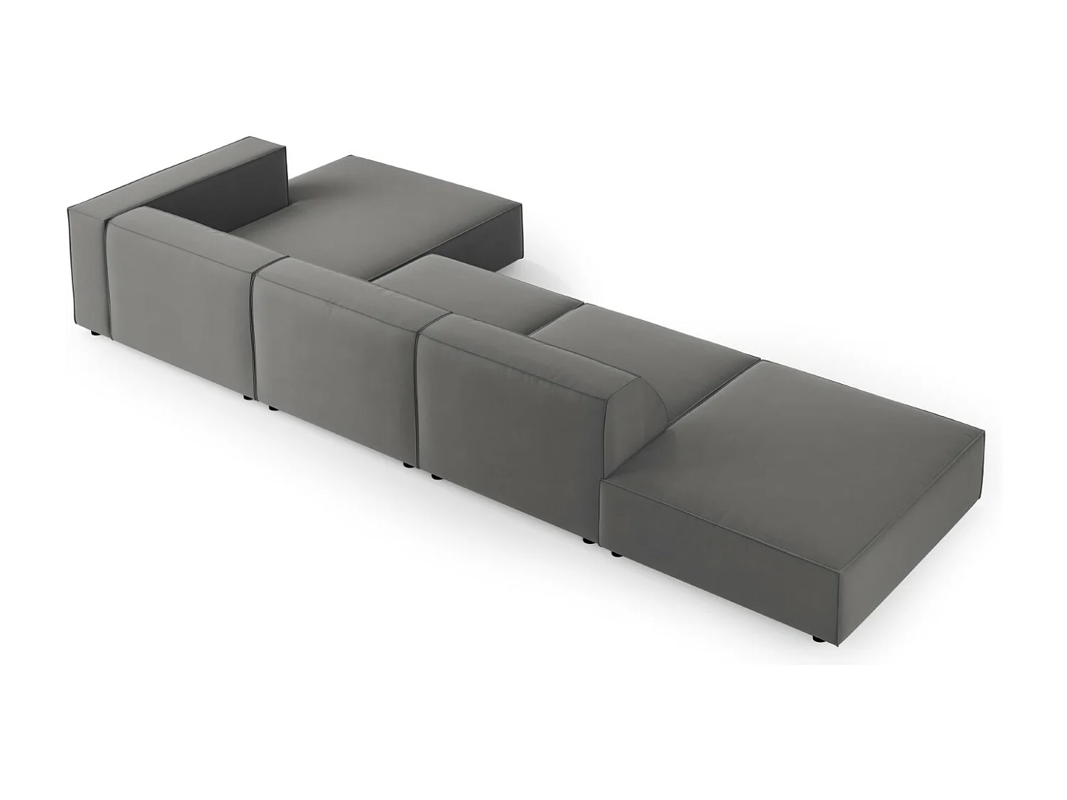 Cosmopolitan Design - Sofá esquinero derecho "Arendal" 5 plazas de terciopelo cemento - 341x166x70cm