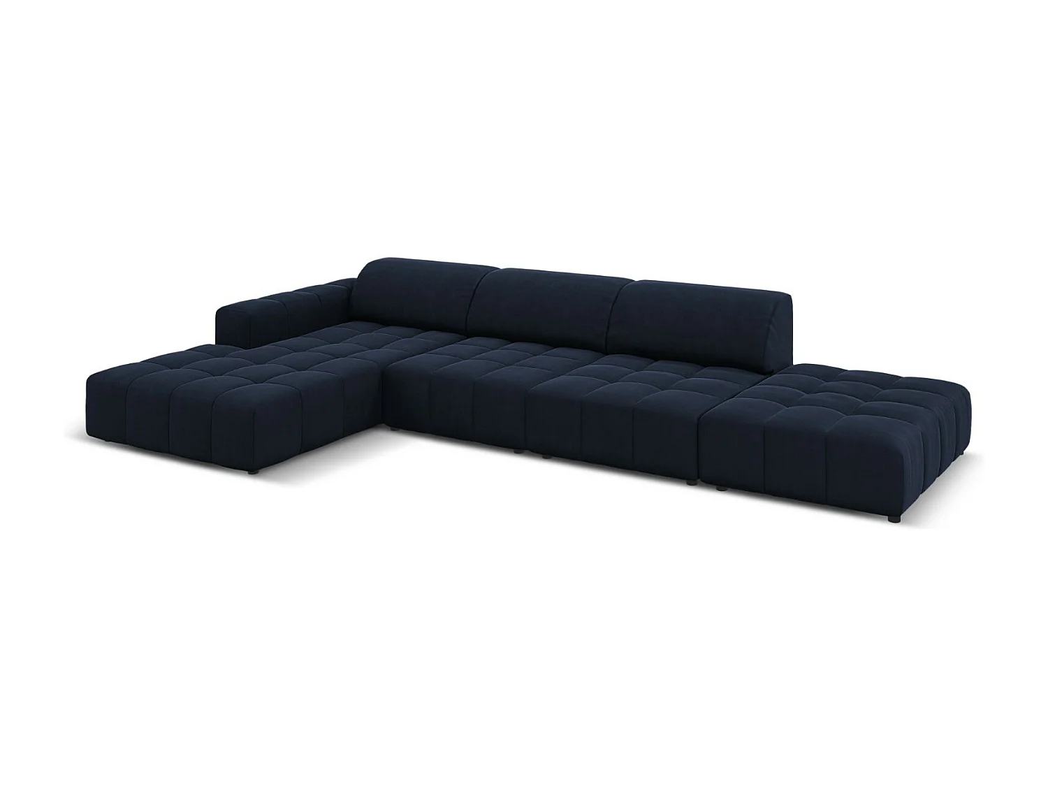 CXL by Christian Lacroix - 5-Sitzer Ecksofa links "Luc" Sitzer aus Samt dunkelblau - 341x166x70cm