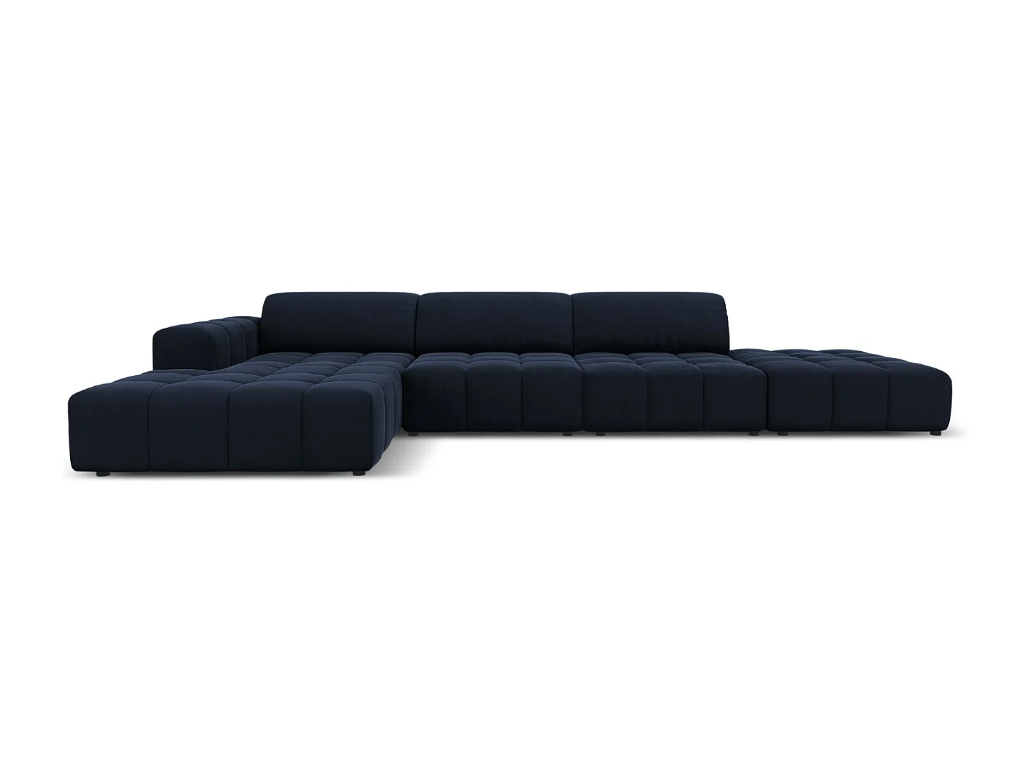 CXL by Christian Lacroix - 5-Sitzer Ecksofa links "Luc" Sitzer aus Samt dunkelblau - 341x166x70cm