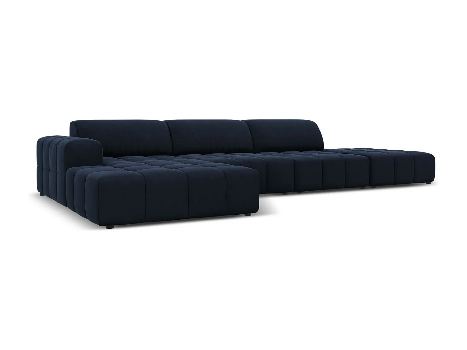 CXL by Christian Lacroix - 5-Sitzer Ecksofa links "Luc" Sitzer aus Samt dunkelblau - 341x166x70cm