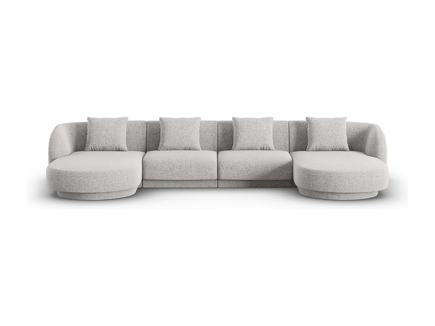 Cosmopolitan Design - 5-Sitzer Panoramasofa "Tulum" aus Chenille-Stoff hellgrau - 330x156x70cm