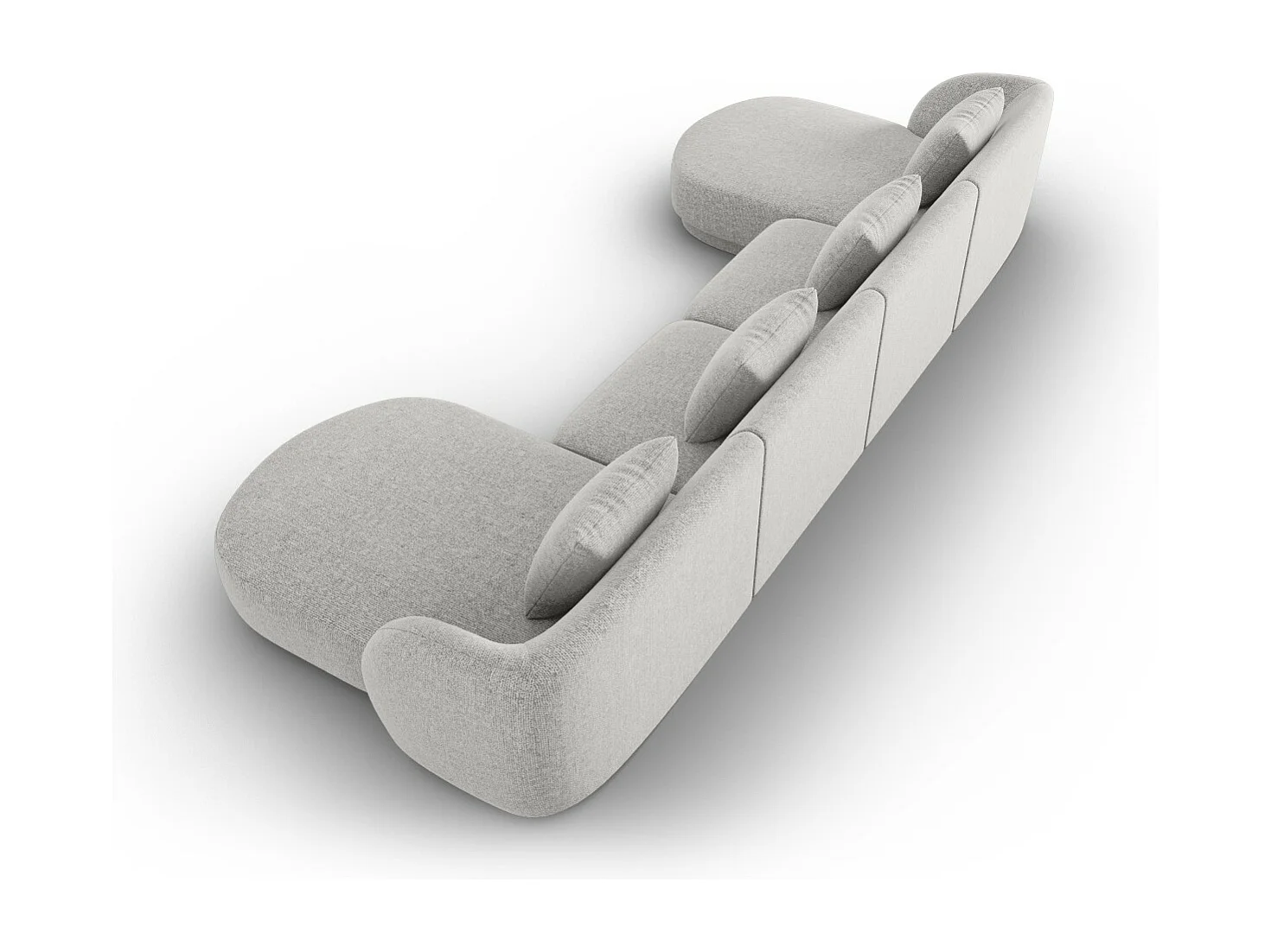 Cosmopolitan Design - 5-Sitzer Panoramasofa "Tulum" aus Chenille-Stoff hellgrau - 330x156x70cm