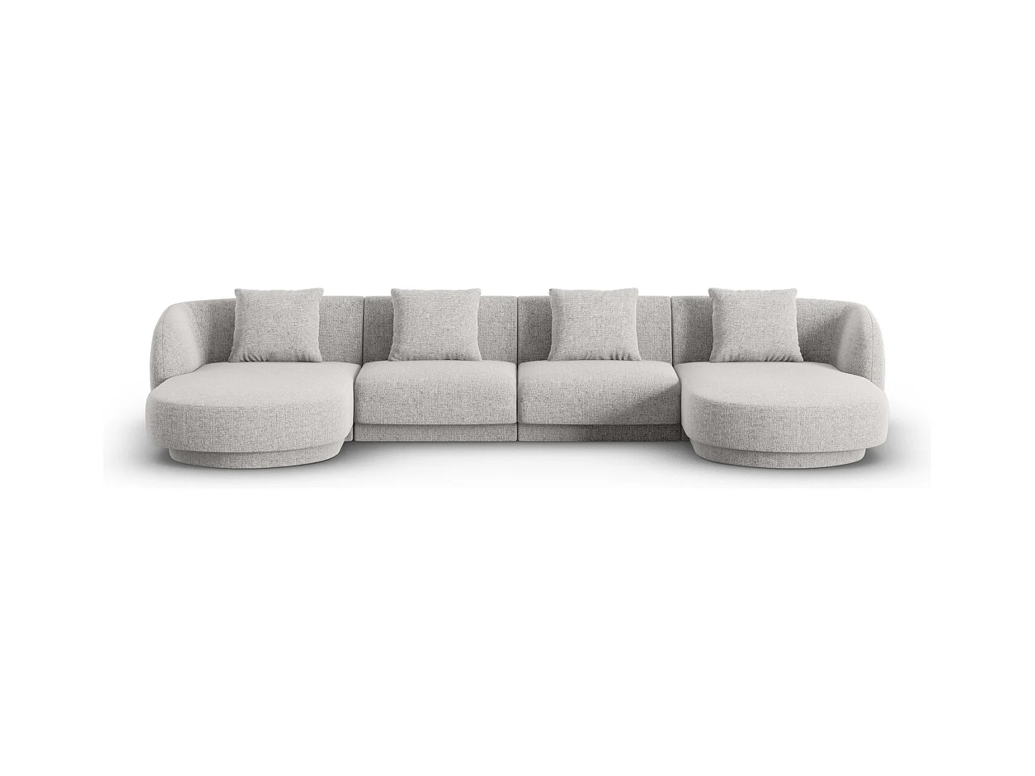Cosmopolitan Design - Panoramische bank "Tulum" 5 zitplaatsen, Chenille, Lichtgrijs - 330x156x70cm