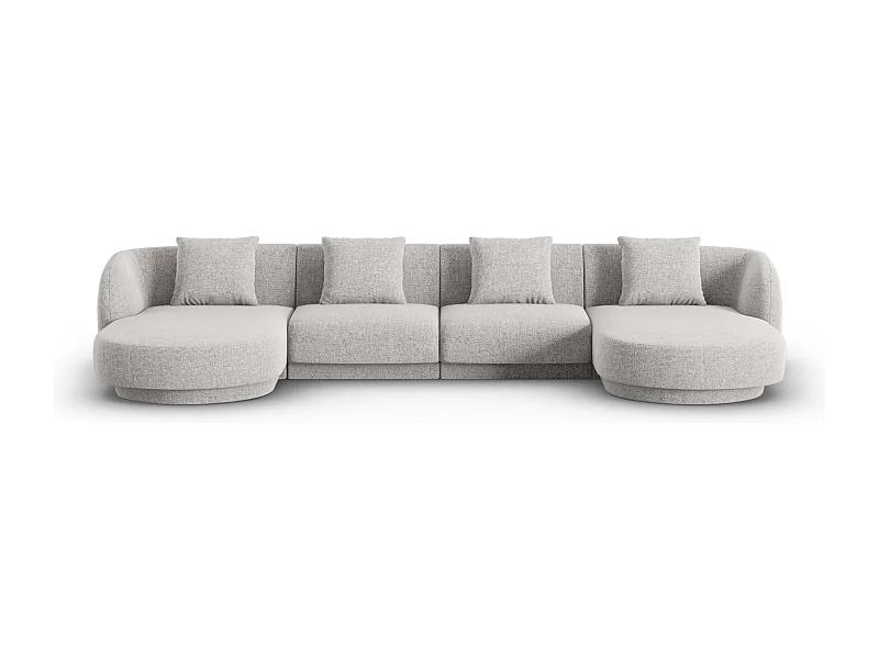 Cosmopolitan Design - Canapé panoramique "Tulum" 5 places en chenille gris clair - 330x156x70cm