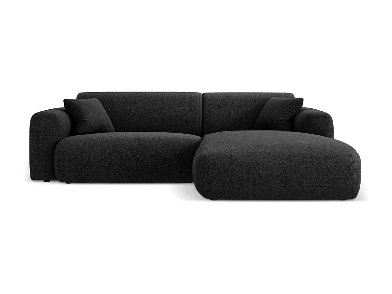 Cosmopolitan Design - Sofá esquinero derecho "Nolio" 4 plazas de tejido chenilla negro - 235x170x72cm