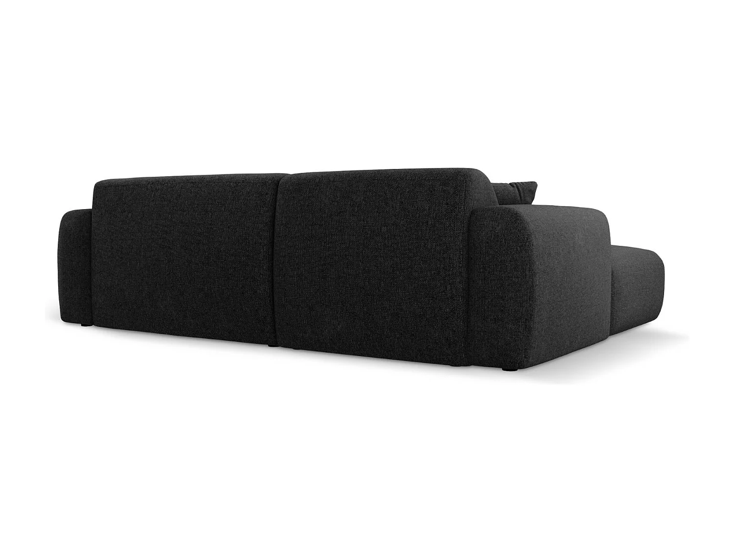 Cosmopolitan Design - Canapé d'angle droit "Nolio" 4 places en chenille noir - 235x170x72cm