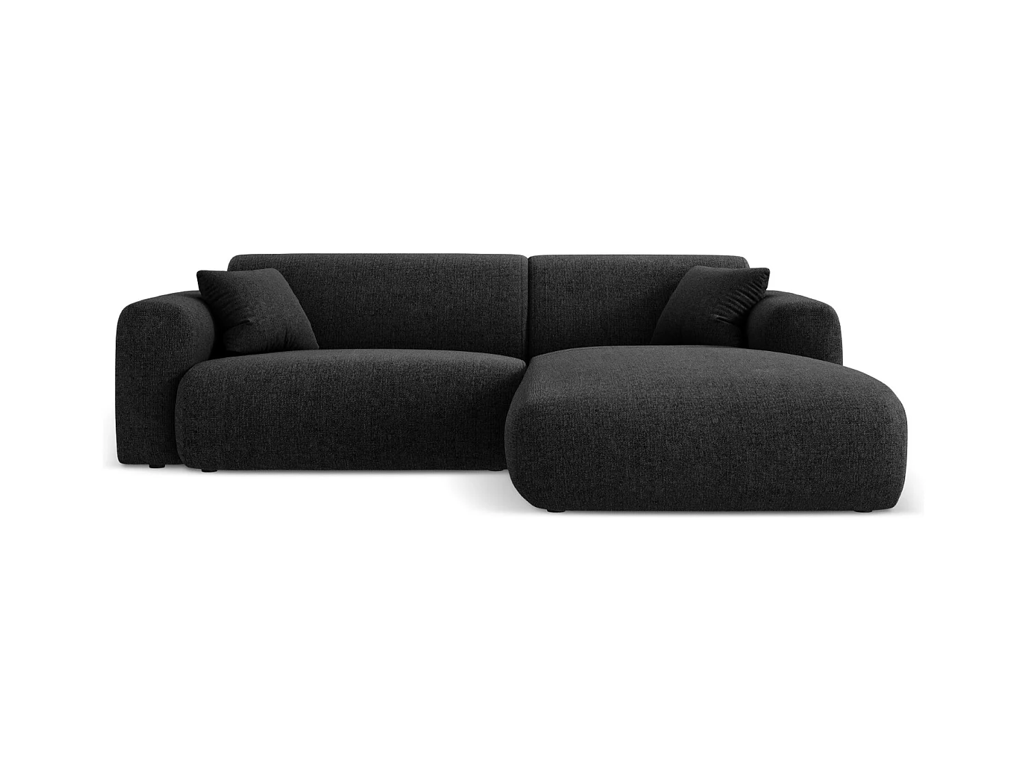 Cosmopolitan Design - Canapé d'angle droit "Nolio" 4 places en chenille noir - 235x170x72cm