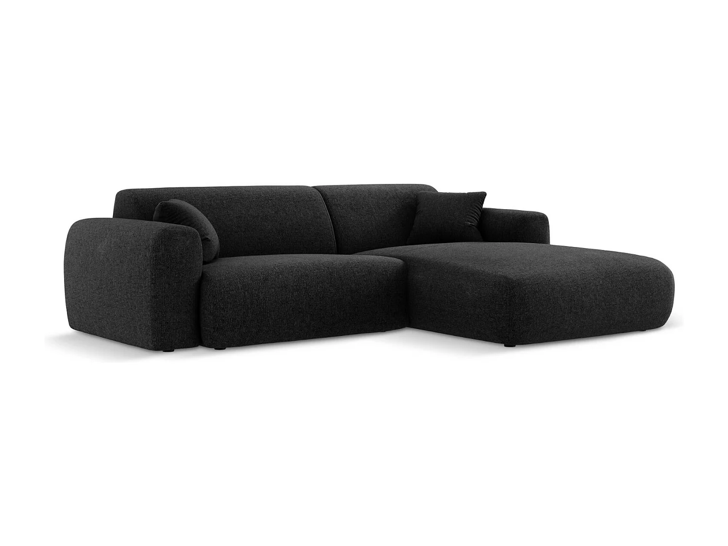 Cosmopolitan Design - Canapé d'angle droit "Nolio" 4 places en chenille noir - 235x170x72cm