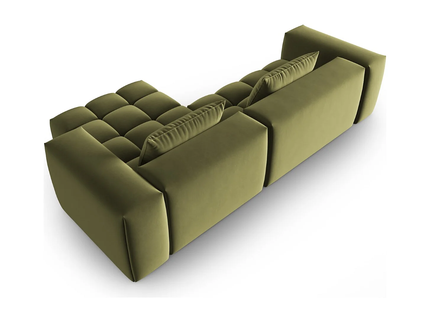 CXL by Christian Lacroix - Sofá esquinero modular derecho "Lorella" 3 plazas de terciopelo verde claro - 260x145x70cm