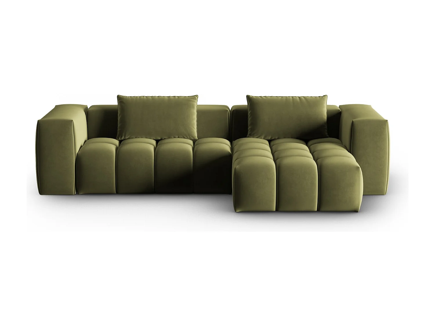 CXL by Christian Lacroix - Canapé d'angle droit modulable "Lorella" 3 places en velours vert clair - 260x145x70cm