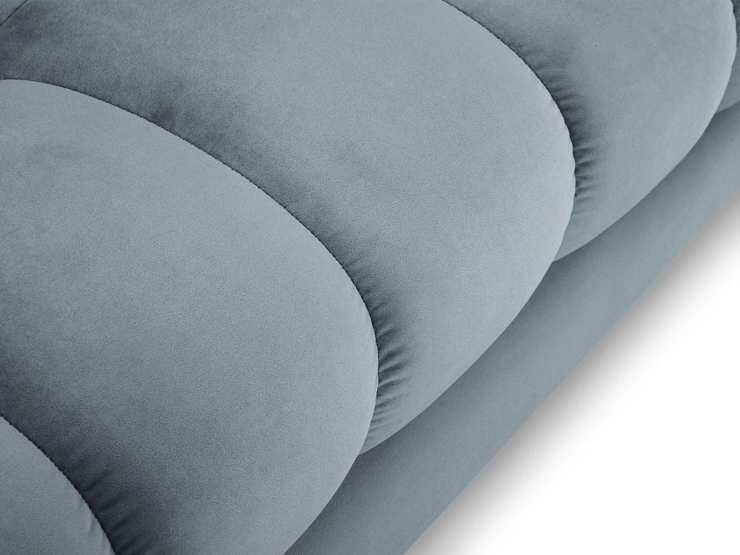 Cosmopolitan Design - Sofá esquinero izquierdo "Bali" 5 plazas de terciopelo azul claro - 293x185x75cm