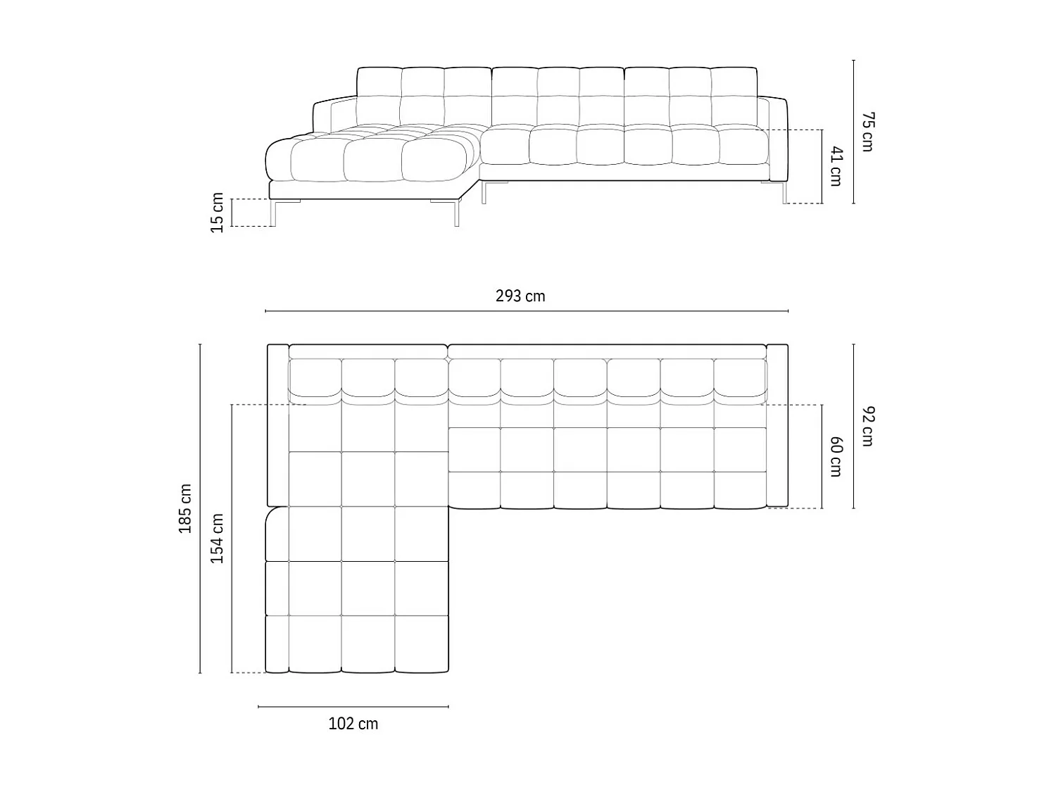 Cosmopolitan Design - Sofá esquinero izquierdo "Bali" 5 plazas de terciopelo azul claro - 293x185x75cm