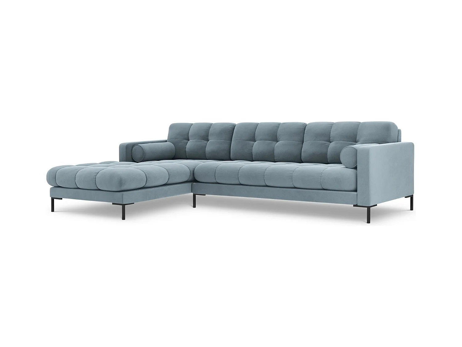 Cosmopolitan Design - Canapé d'angle gauche "Bali" 5 places en velours bleu clair - 293x185x75cm