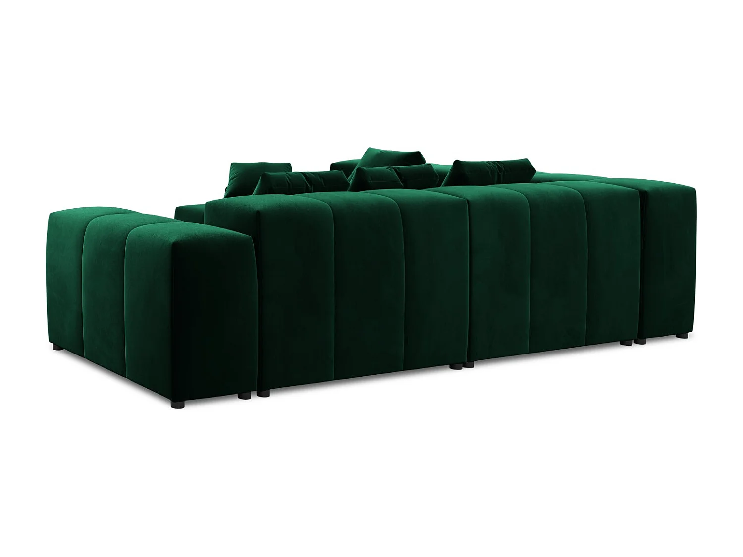 Cosmopolitan Design - 7-Sitzer modulares symmetrisches Ecksofa "Rome" aus Samt flaschengrün - 320x320x75cm