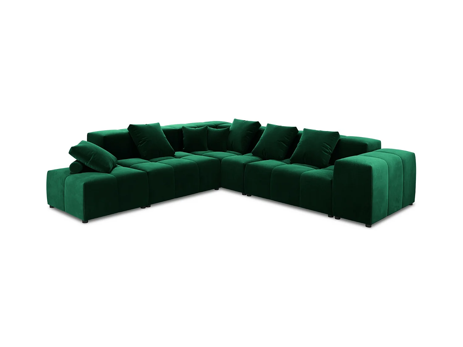 Cosmopolitan Design - Symmetrische modulaire hoekbank "Rome" 7 zitplaatsen, Flueel, Flessengroen - 320x320x75cm