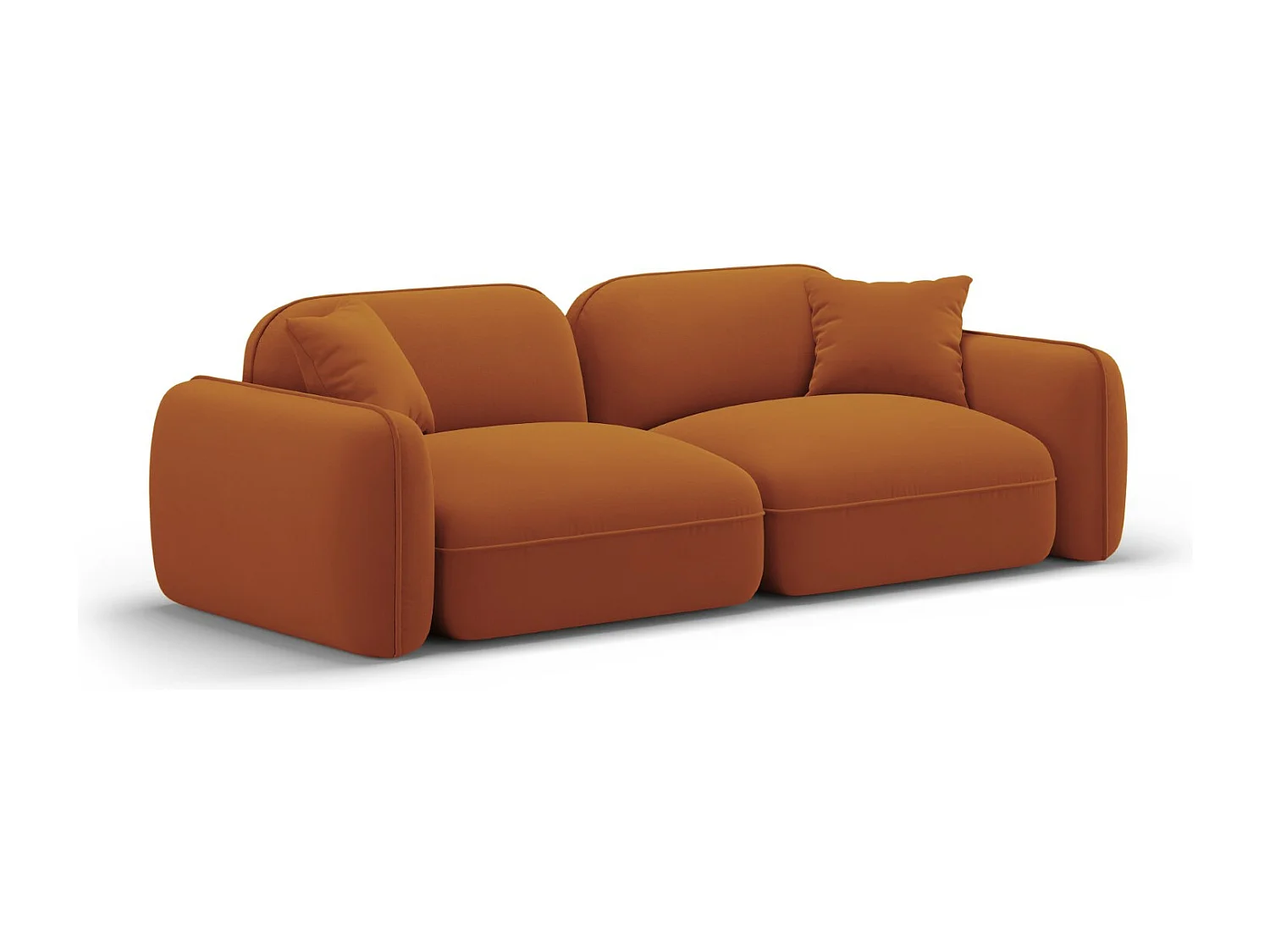 CXL by Christian Lacroix - Canapé modulable "Lucien" 3 places en velours terracotta - 230x90x70cm