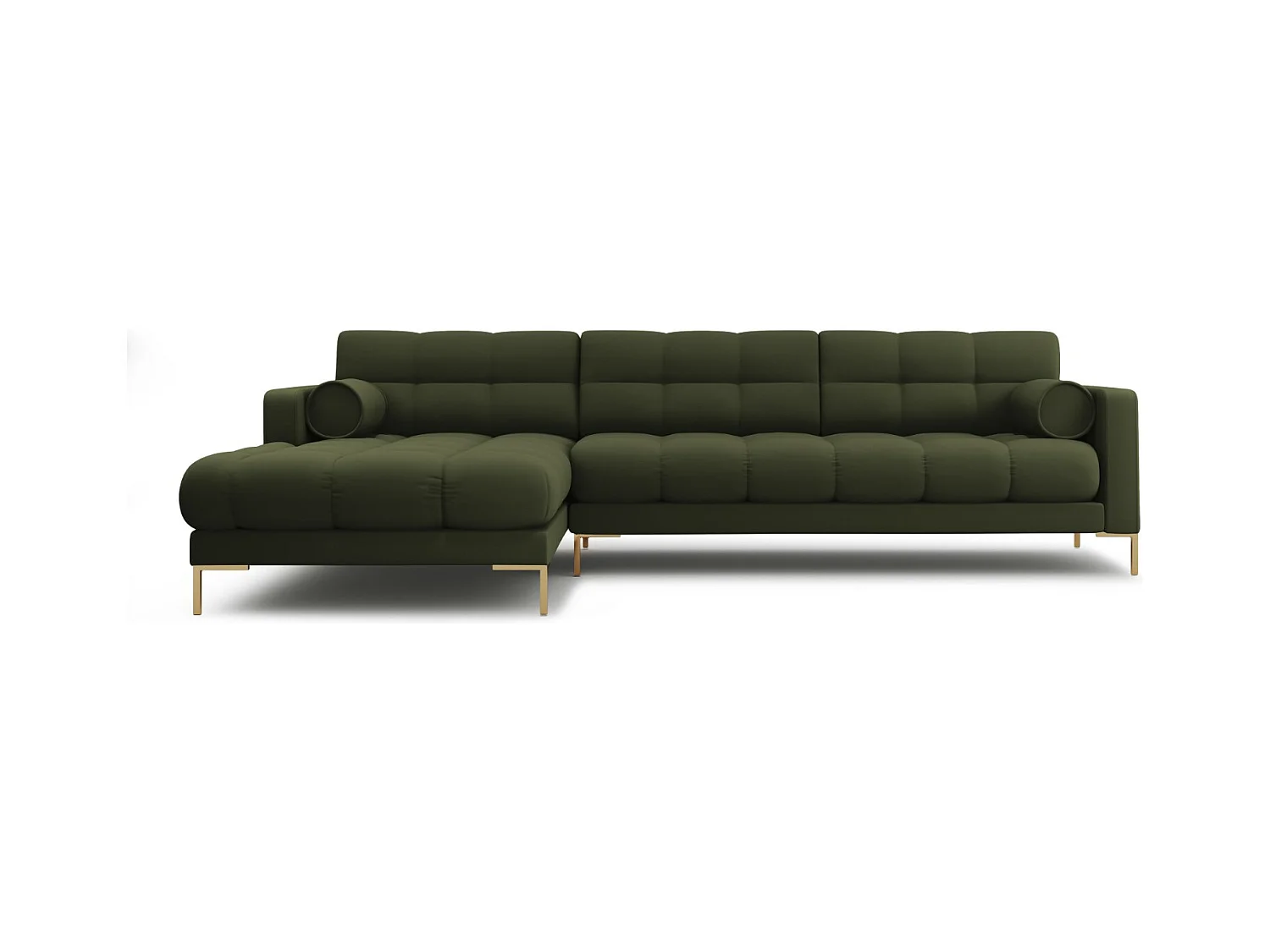 Cosmopolitan Design - 5-Sitzer Ecksofa links "Bali" aus strukturiertem Stoff grün - 293x185x75cm
