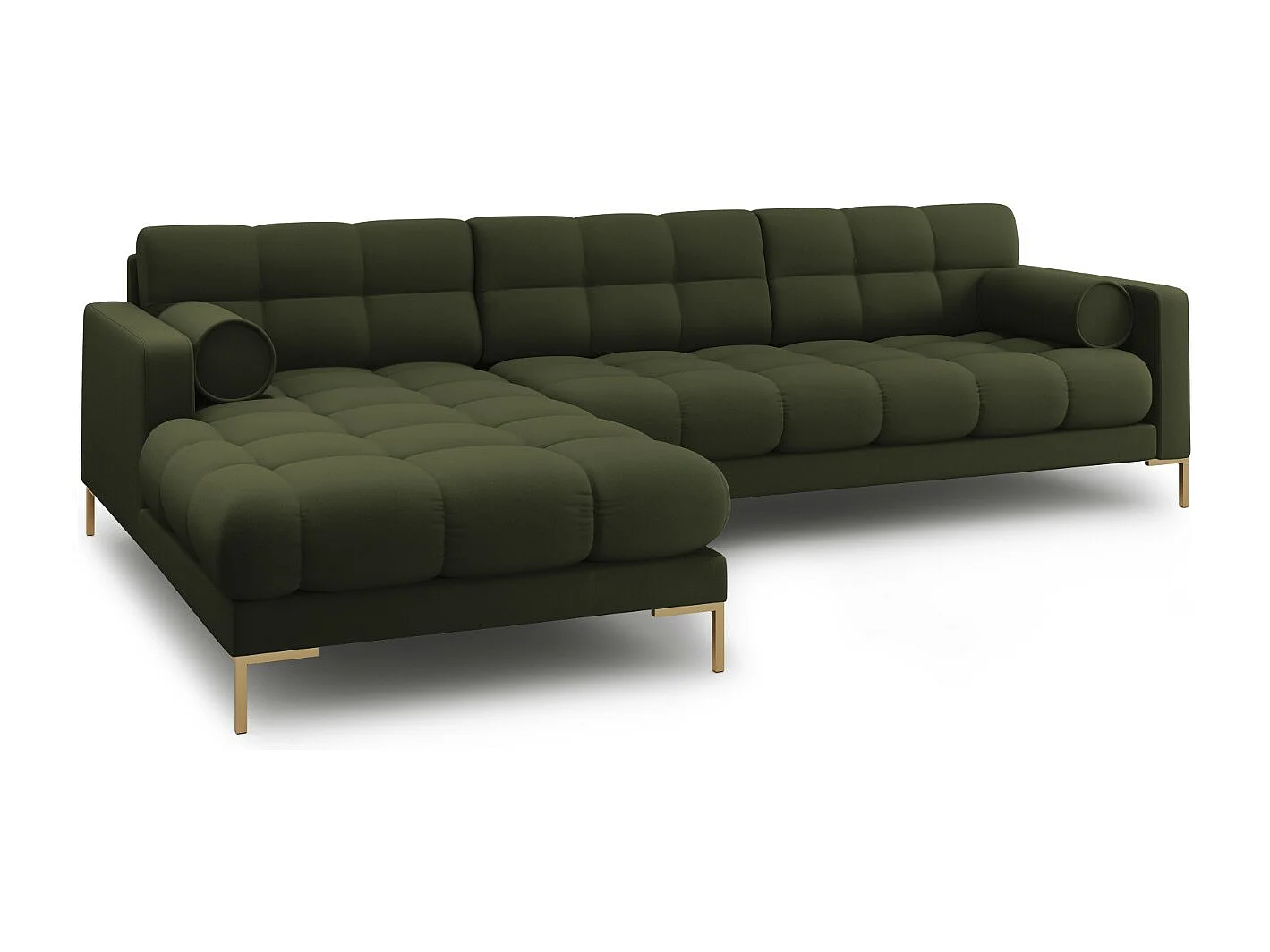 Cosmopolitan Design - 5-Sitzer Ecksofa links "Bali" aus strukturiertem Stoff grün - 293x185x75cm