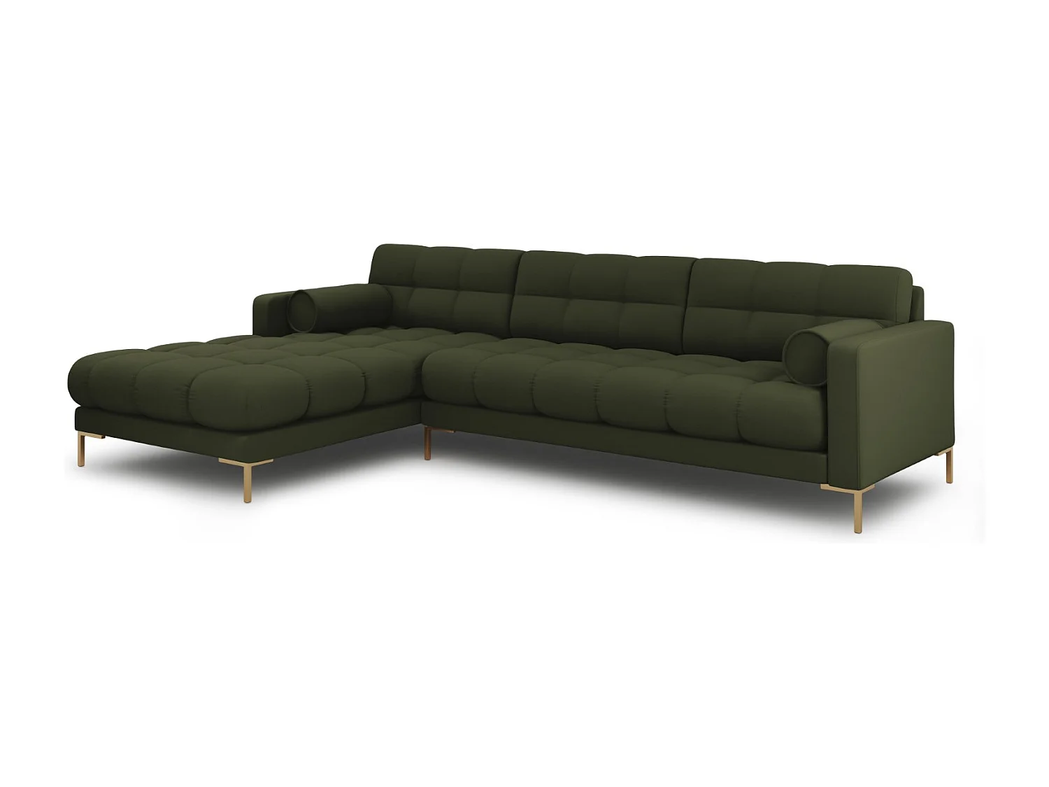 Cosmopolitan Design - Sofá de canto esquerdo "Bali" 5 lugares em tecido estrutural verde - 293x185x75cm