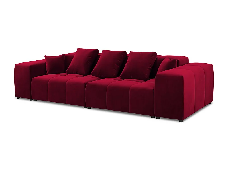 Cosmopolitan Design - Canapé modulable "Rome" 3 places en velours rouge - 320x120x75cm