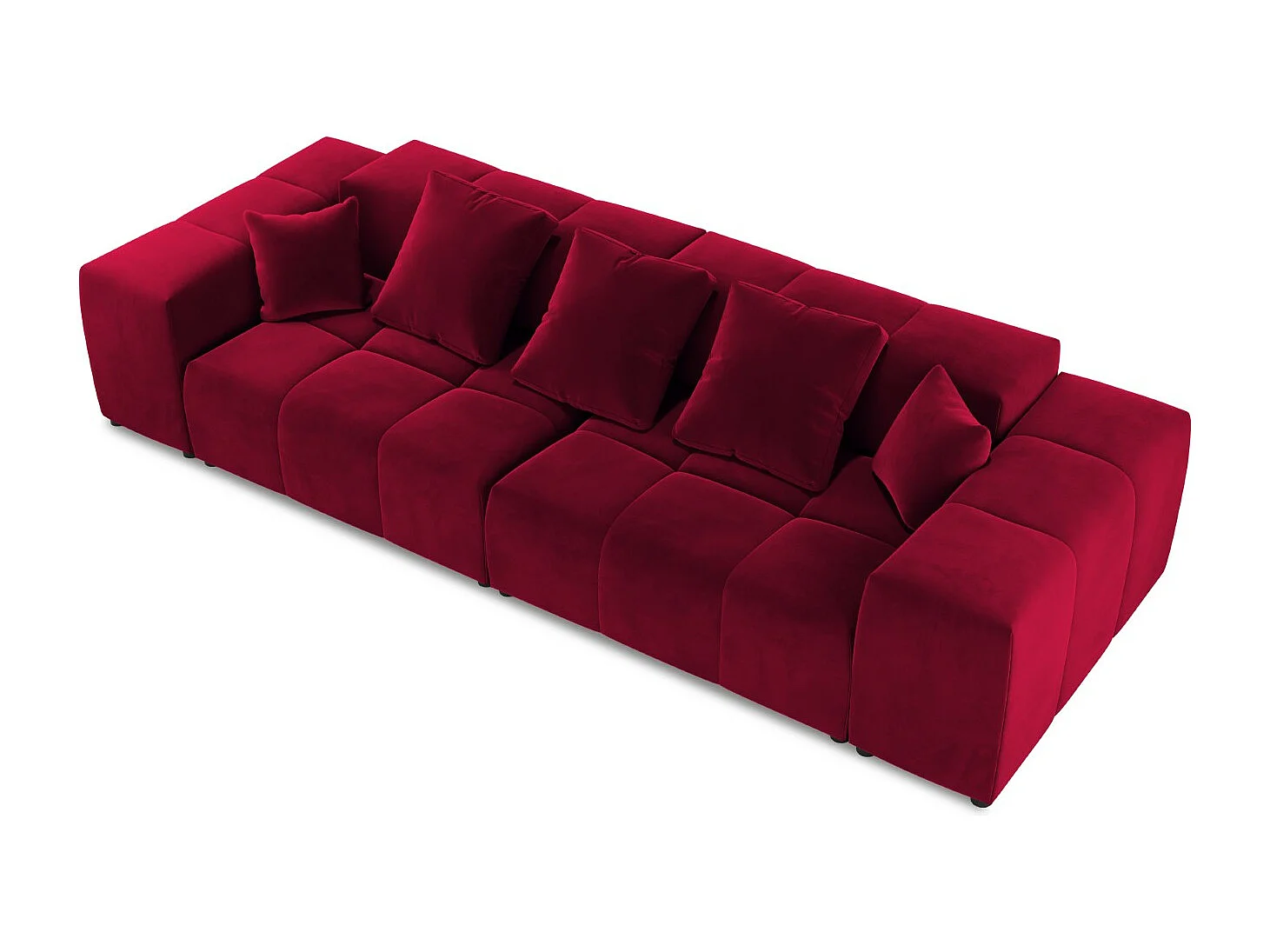 Cosmopolitan Design - Canapé modulable "Rome" 3 places en velours rouge - 320x120x75cm