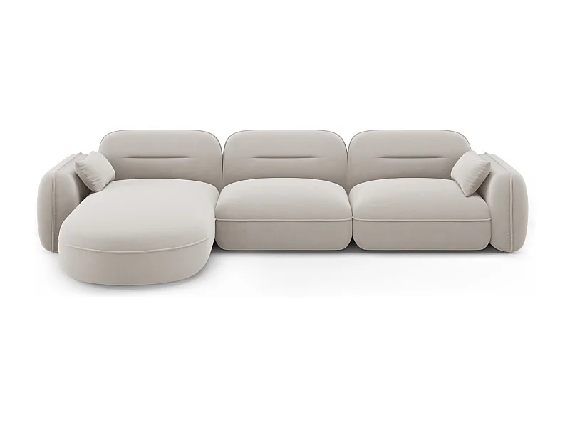 Cosmopolitan Design - 4-Sitzer modulares Ecksofa links "Sydney" aus Samt leichtes beige - 320x165x70cm