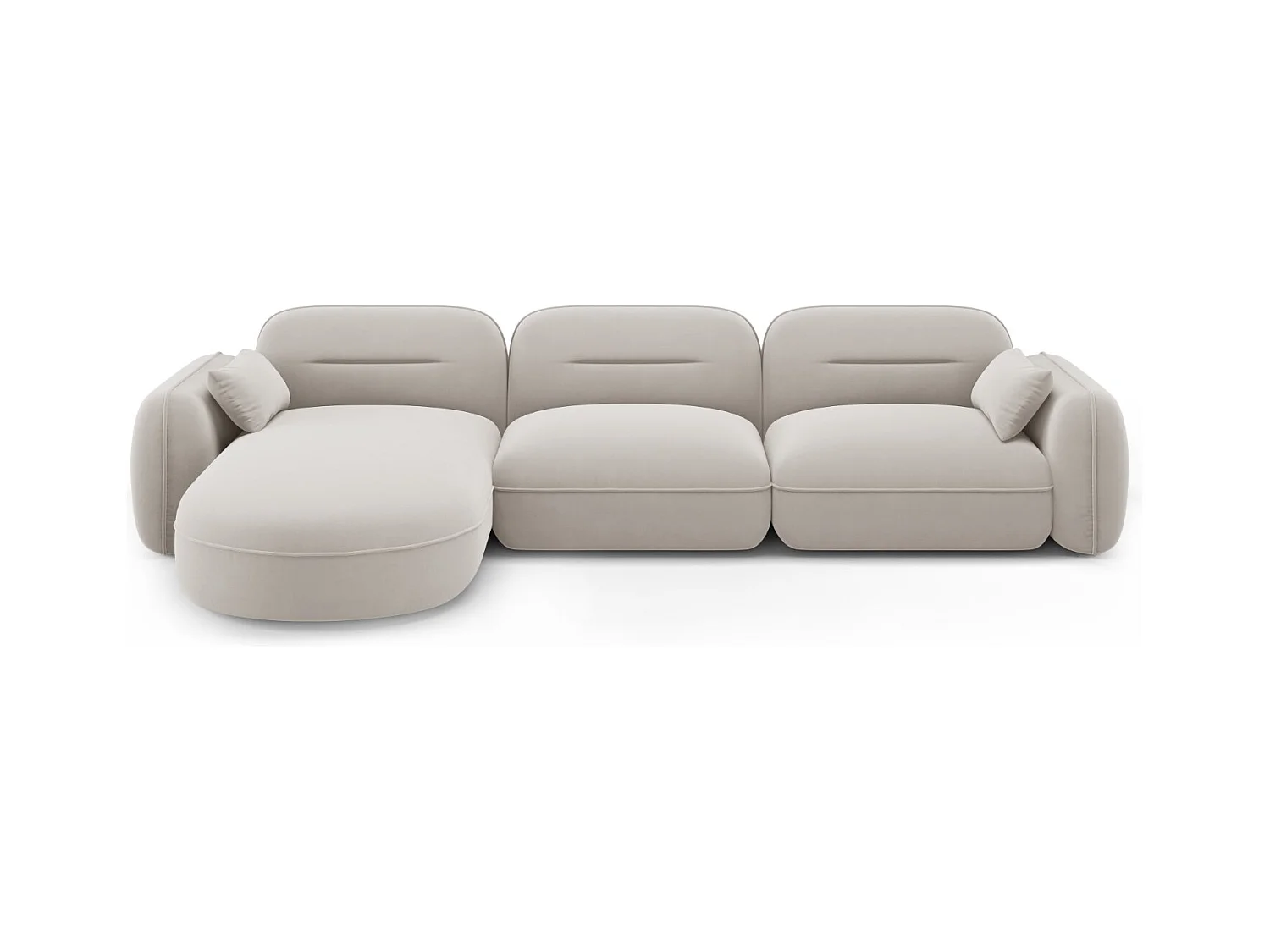 Cosmopolitan Design - Modulaire hoekbank links "Sydney" 4 zitplaatsen, Flueel, Lichtbeige - 320x165x70cm