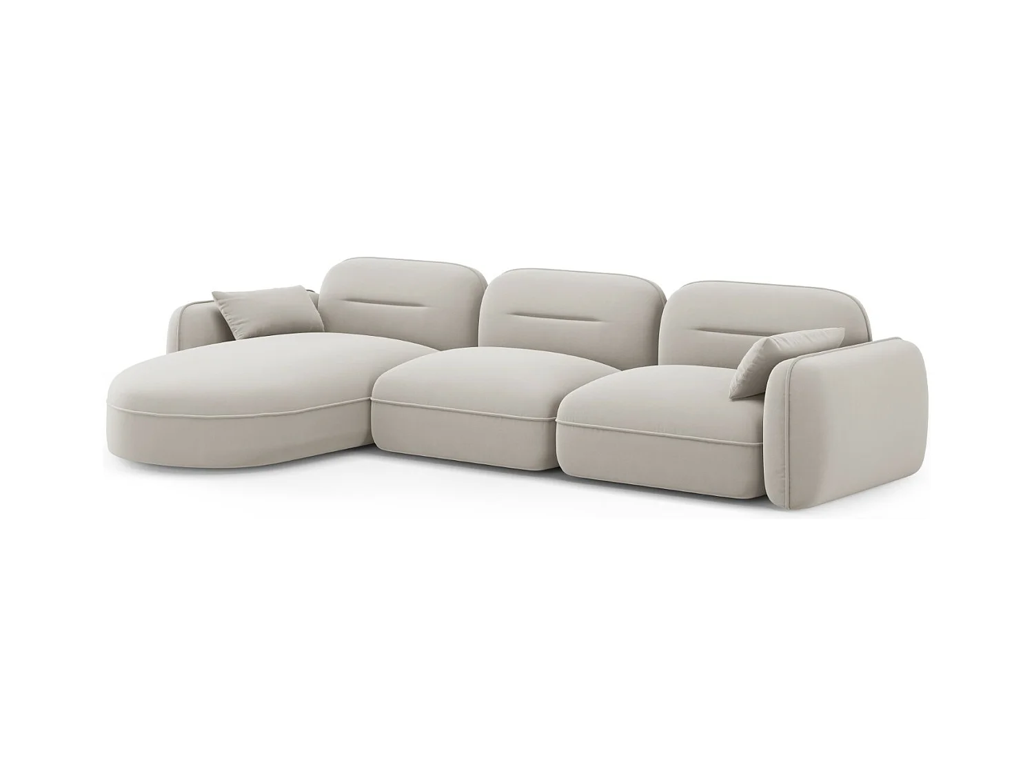 Cosmopolitan Design - Canapé d'angle gauche modulable "Sydney" 4 places en velours beige clair - 320x165x70cm