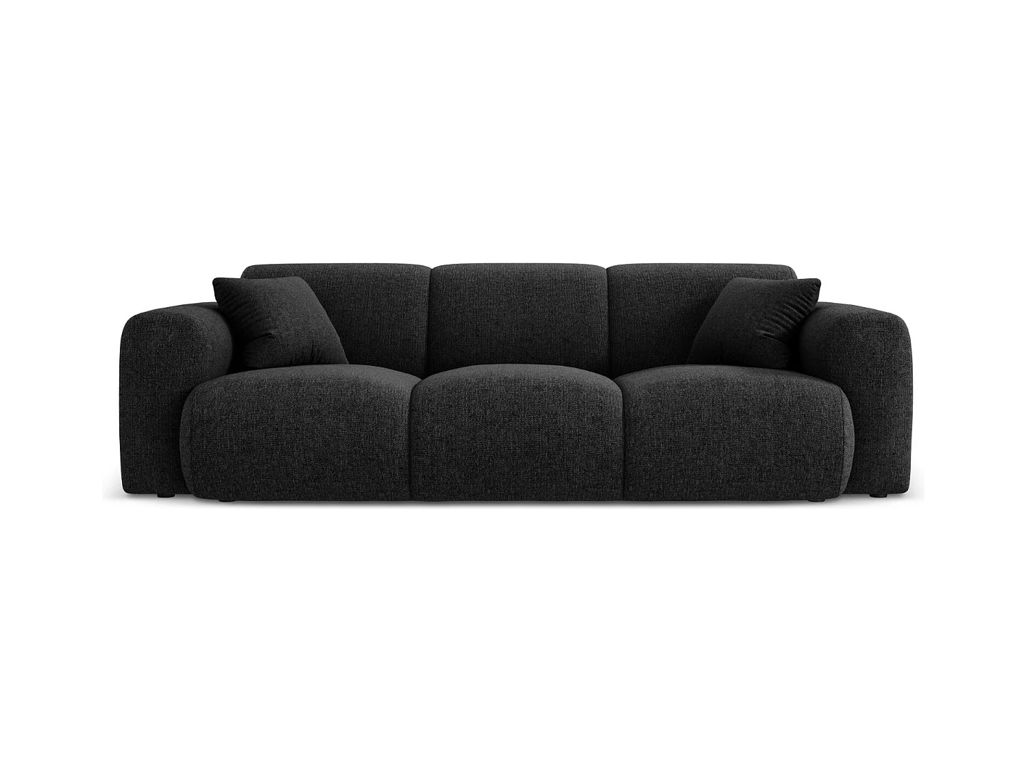 Cosmopolitan Design - Canapé "Nolio" 3 places en chenille noir - 235x95x72cm