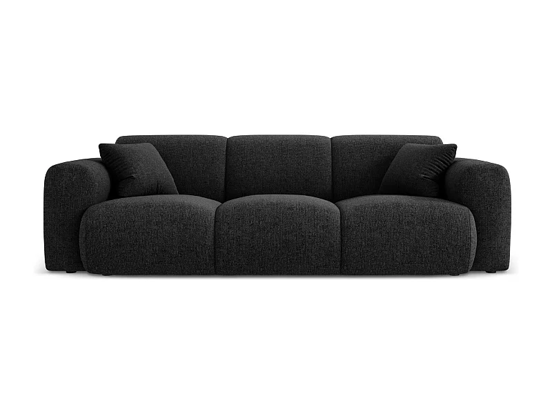 Cosmopolitan Design - Sofá "Nolio" 3 lugares em tecido chenille preto - 235x95x72cm