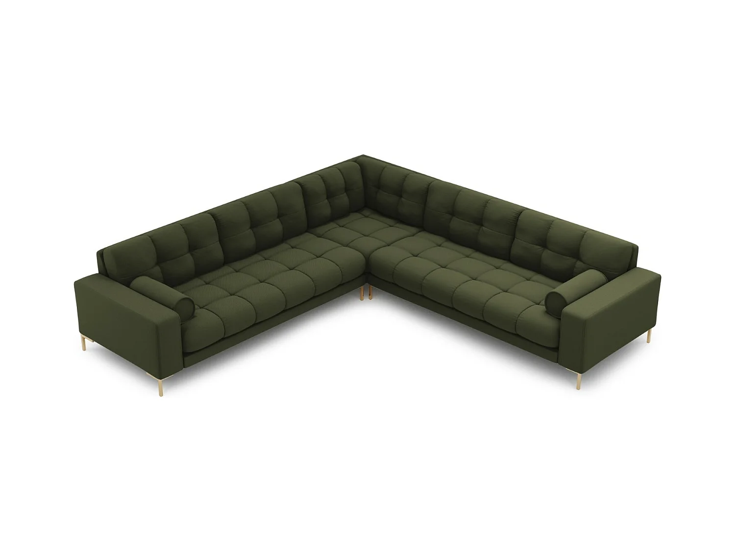 Cosmopolitan Design - Symmetrische hoekbank "Bali" 6 zitplaatsen, Structurele stof, Groente - 256x256x75cm
