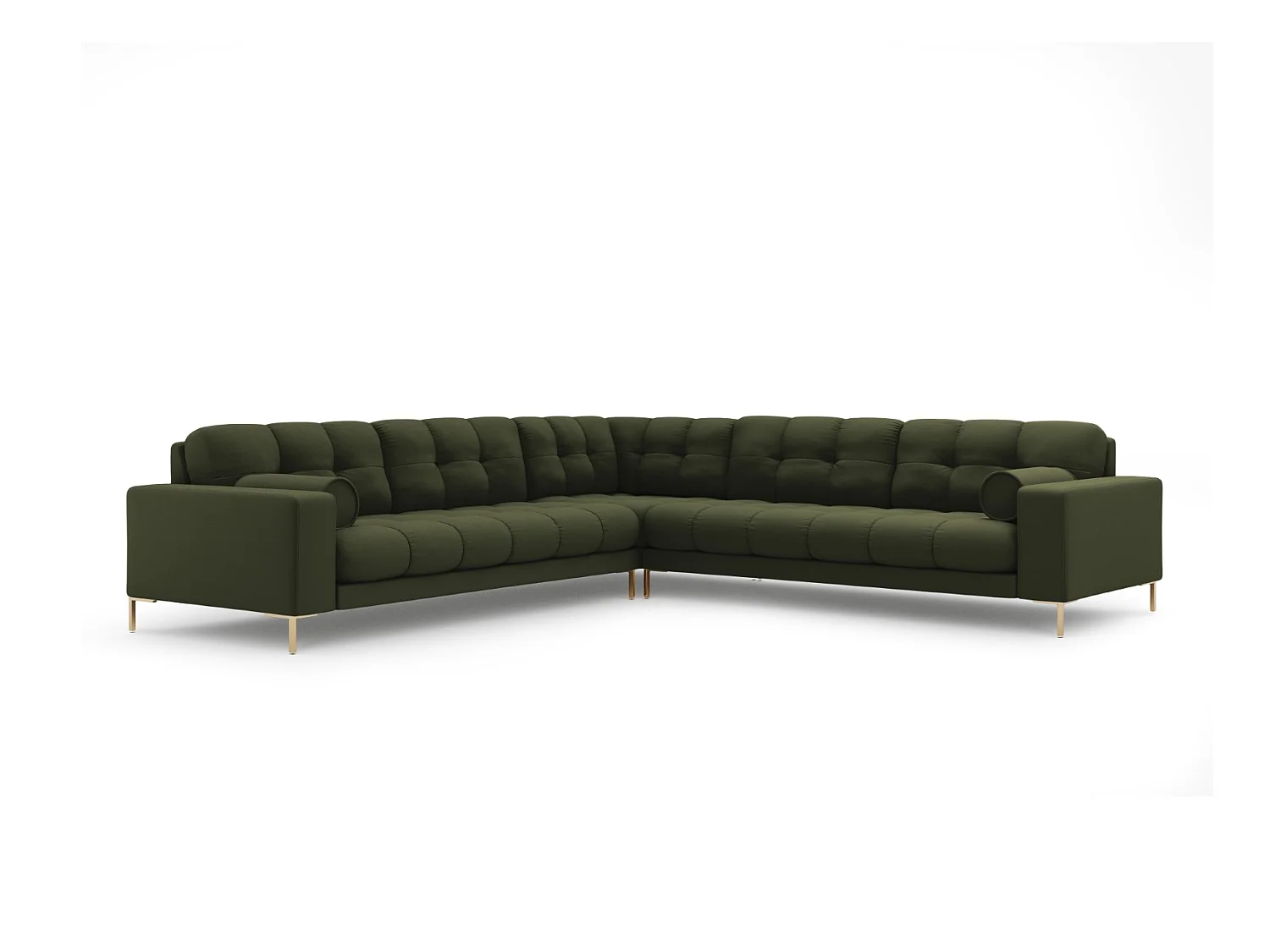 Cosmopolitan Design - Divano angolare reversibile "Bali" 6 posti in tessuto strutturato verde - 256x256x75cm