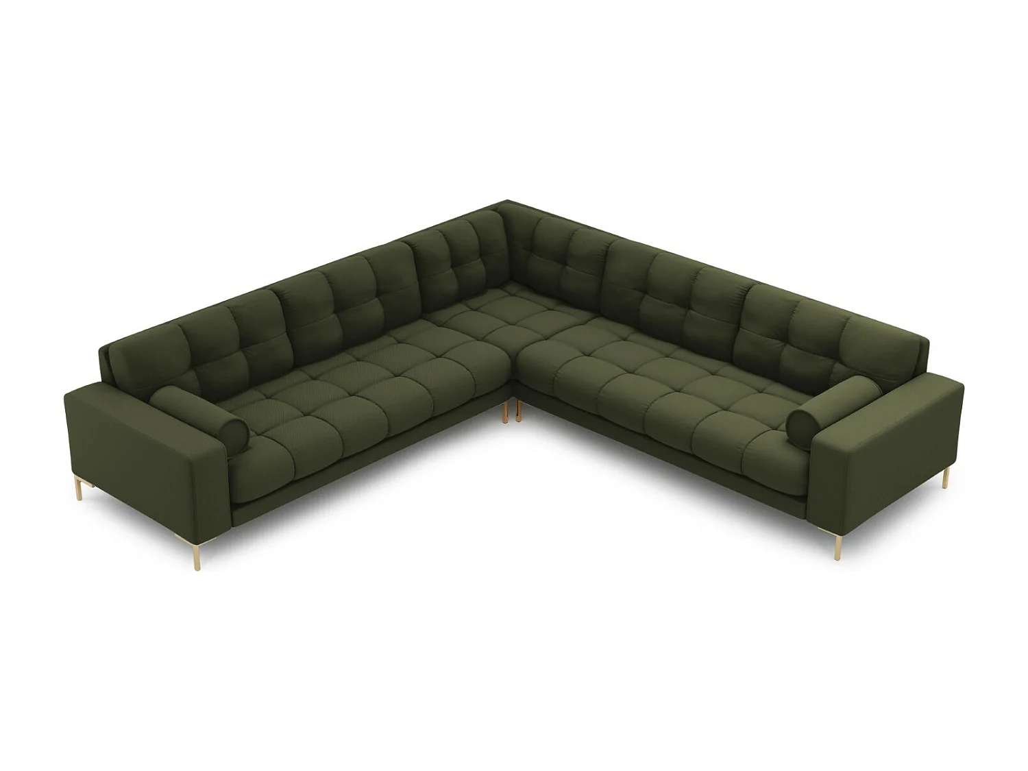Cosmopolitan Design - Sofá de canto simétrico "Bali" 6 lugares em tecido estrutural verde - 256x256x75cm