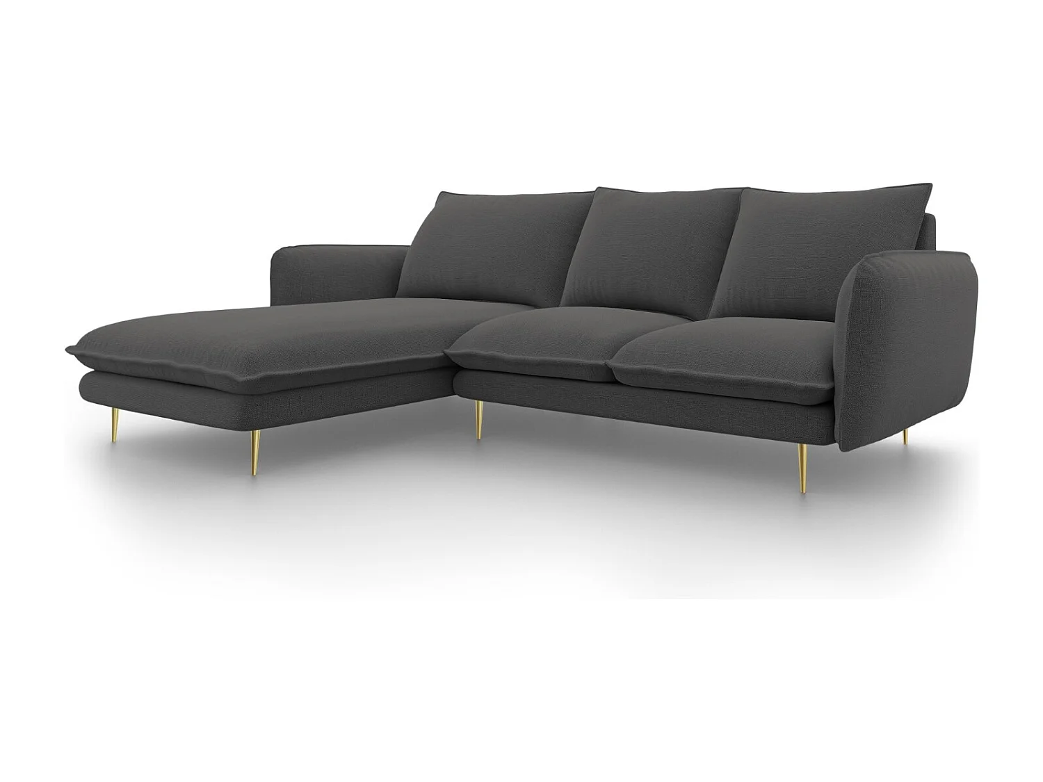 Cosmopolitan Design - Linker hoekbank "Vienna" 5 zitplaatsen, Structurele stof, Donkergrijs - 255x170x95cm
