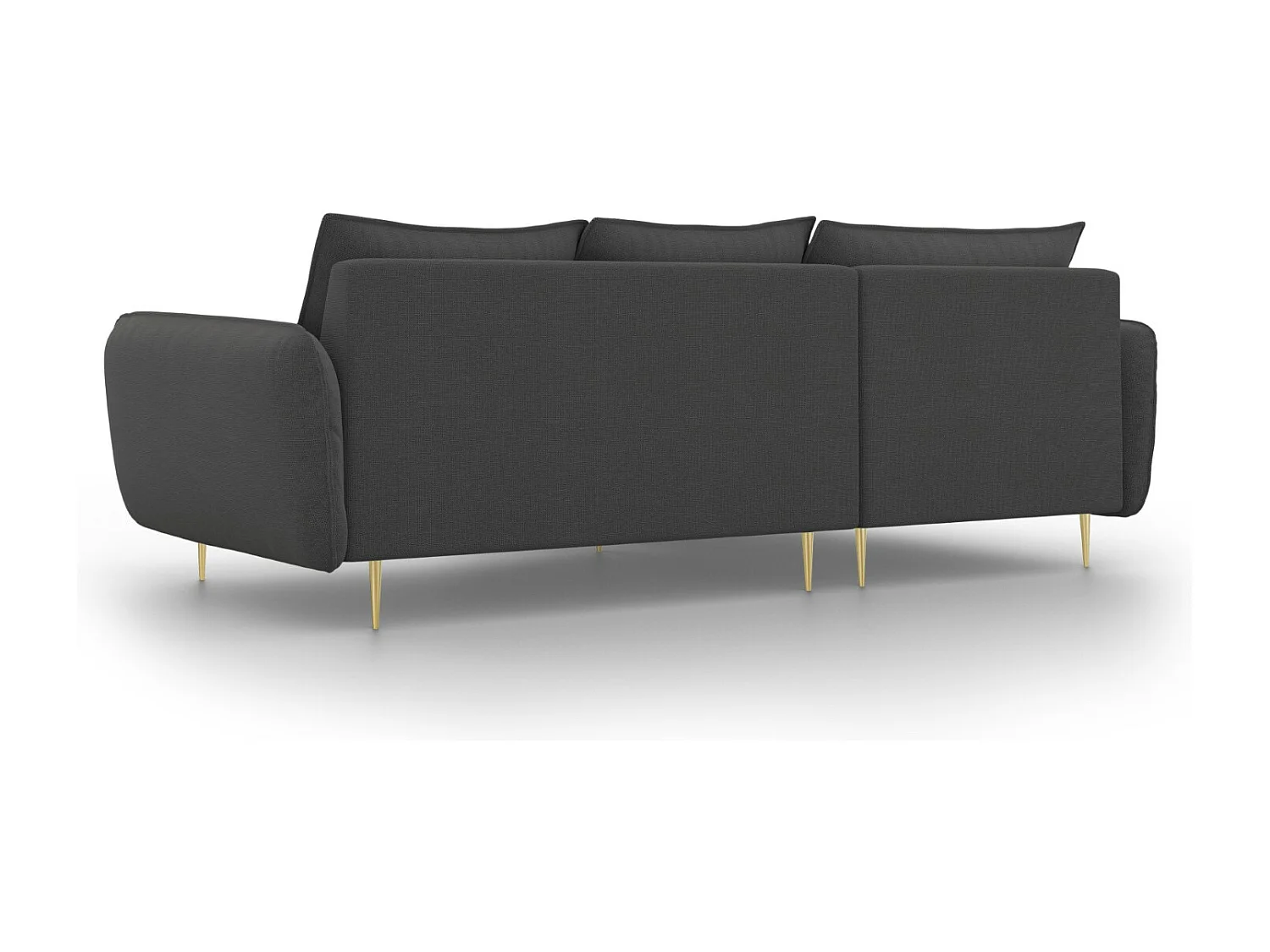 Cosmopolitan Design - Sofá de canto esquerdo "Vienna" 5 lugares em tecido estrutural cinza escuro - 255x170x95cm