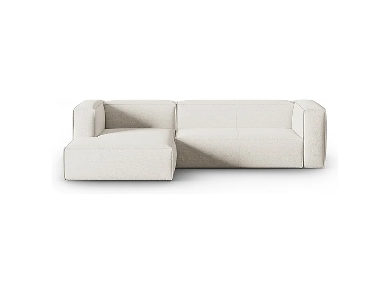 Cosmopolitan Design - 4-Sitzer Ecksofa links "Mackay" aus strukturiertem Samt elfenbein - 282x166x73cm