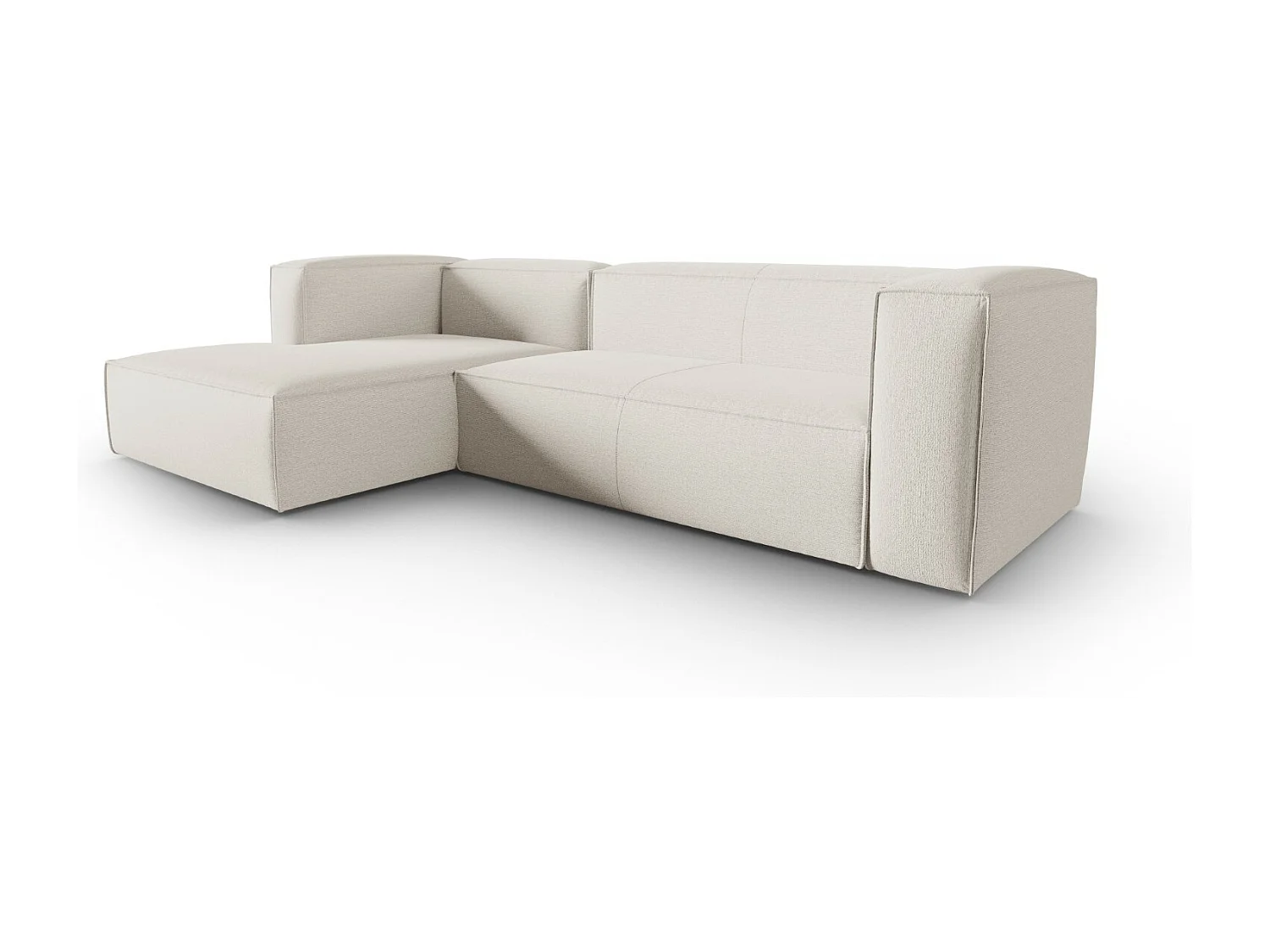 Cosmopolitan Design - Sofá de canto esquerdo "Mackay" 4 lugares em veludo estruturado marfim - 282x166x73cm