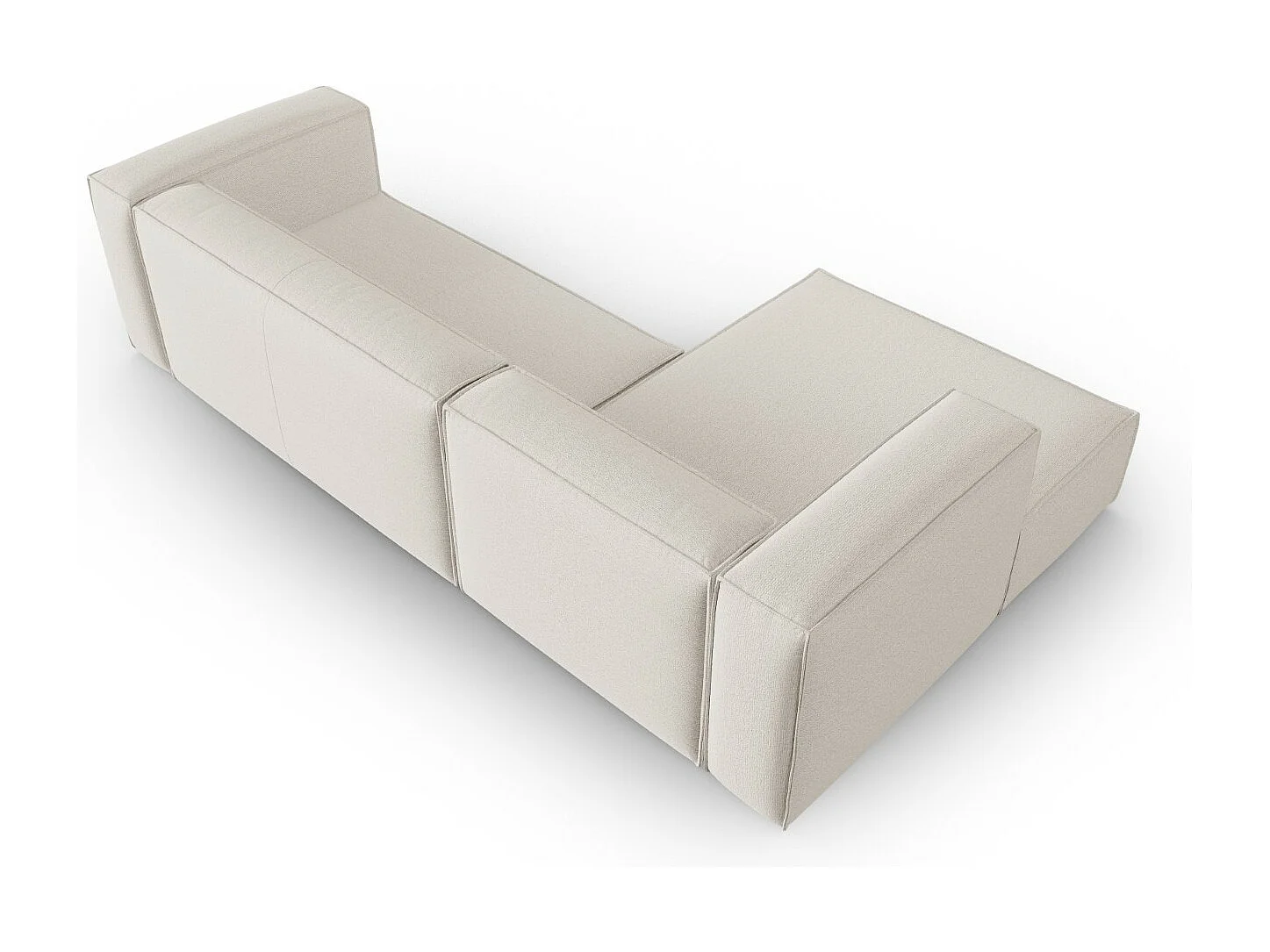 Cosmopolitan Design - Sofá de canto esquerdo "Mackay" 4 lugares em veludo estruturado marfim - 282x166x73cm