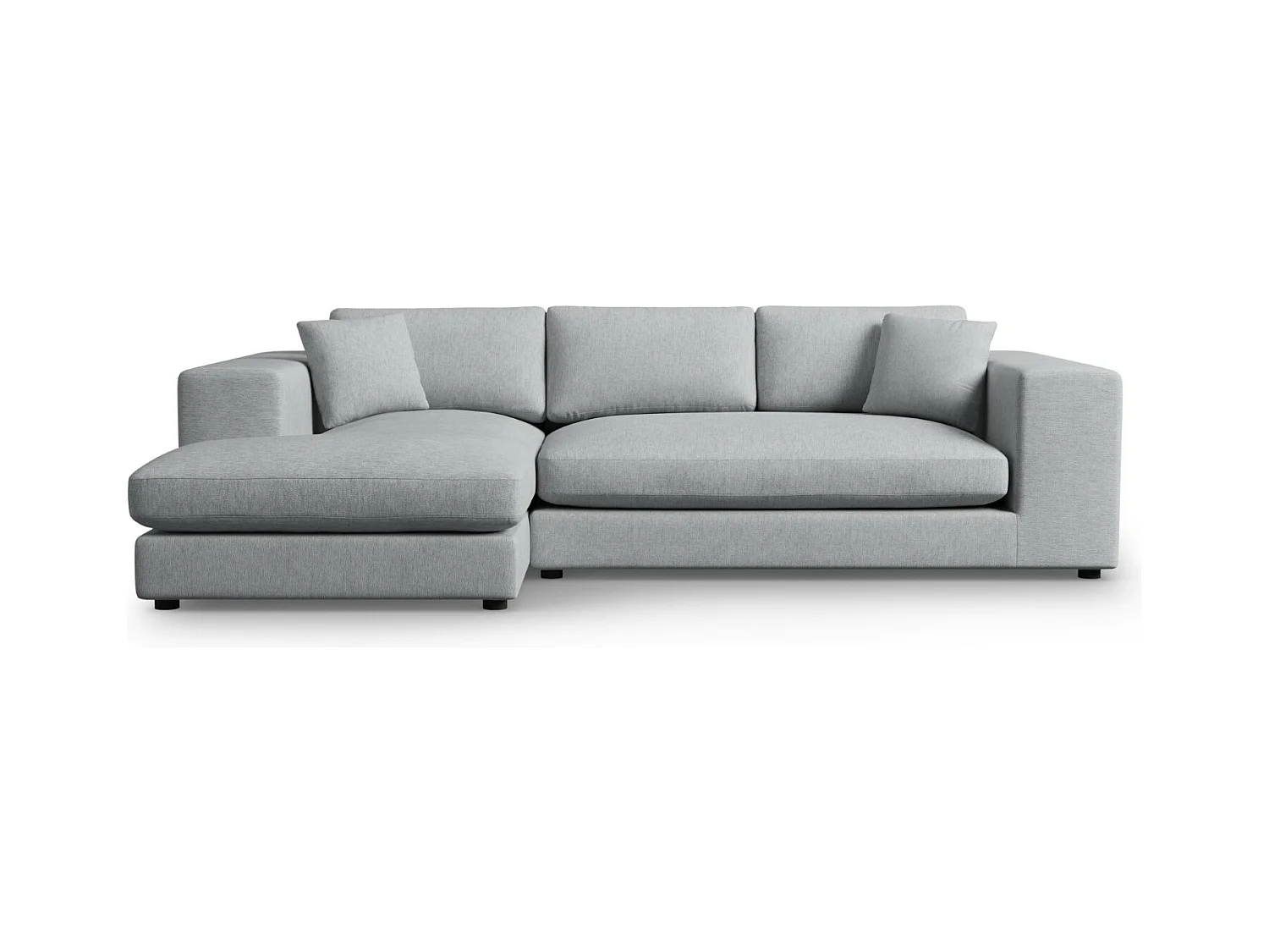 CXL by Christian Lacroix - Canapé d'angle gauche "Tendance" 5 places en tissu structurel gris clair - 282x174x72cm