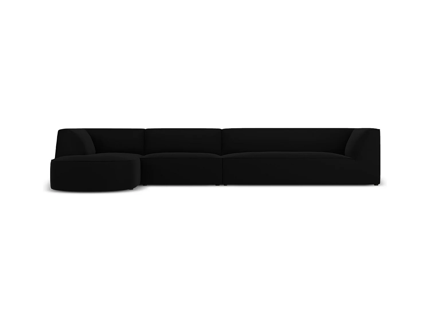 CXL by Christian Lacroix - Linker hoekbank "Charles" 5 zitplaatsen, Flueel, Zwart - 366x180x69cm